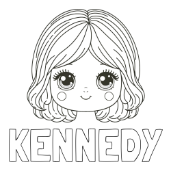 KENNEDY Coloring Page and Cute Girl Face Coloring Page
