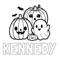 KENNEDY Coloring Page and Halloween Pumpkin and Ghost Coloring Page