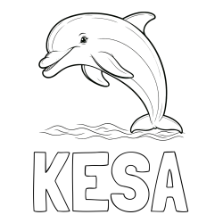 Online Created Coloring Page - KESA Coloring Page and Children's Coloring Page of a Smiling Dolphin Jumping