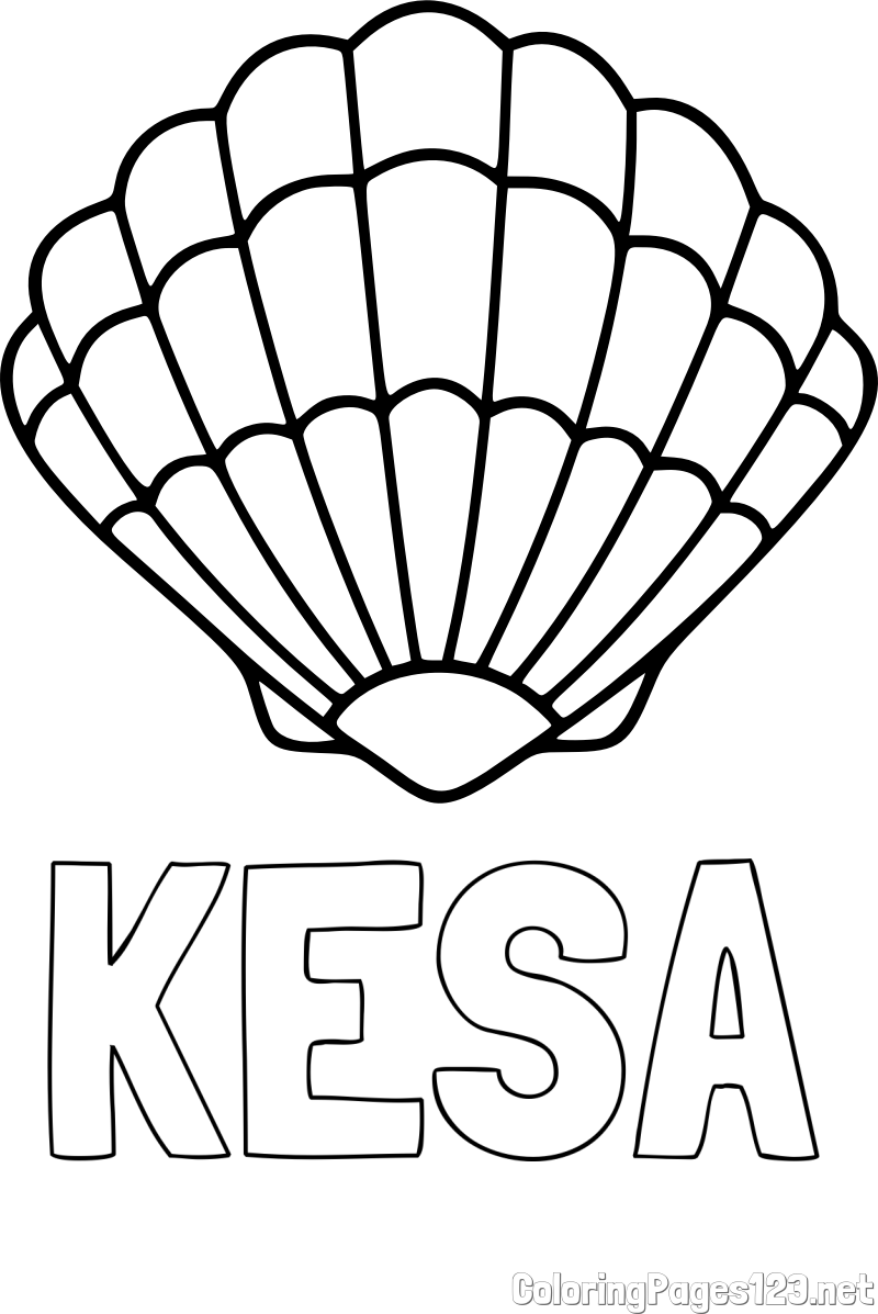 KESA Coloring Page and Easy Seashell Coloring Page