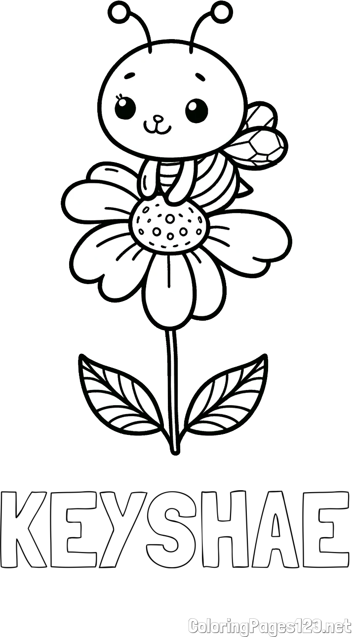 KEYSHAE Coloring Page and Coloring Page of a Cute Bee on a Flower