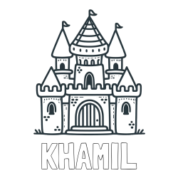 Online Created Coloring Page - KHAMIL Coloring Page and Beautiful Castle Coloring Page for Kids