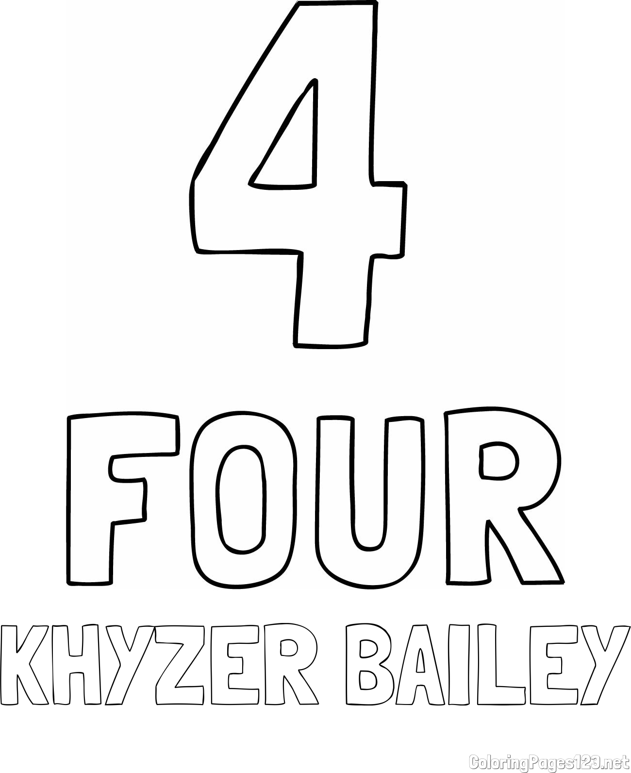KHYZER BAILEY Coloring Page And Coloring Of The Number Four 4 With 