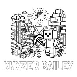 Online Created Coloring Page - KHYZER BAILEY Coloring Page and Minecraft World Coloring Page
