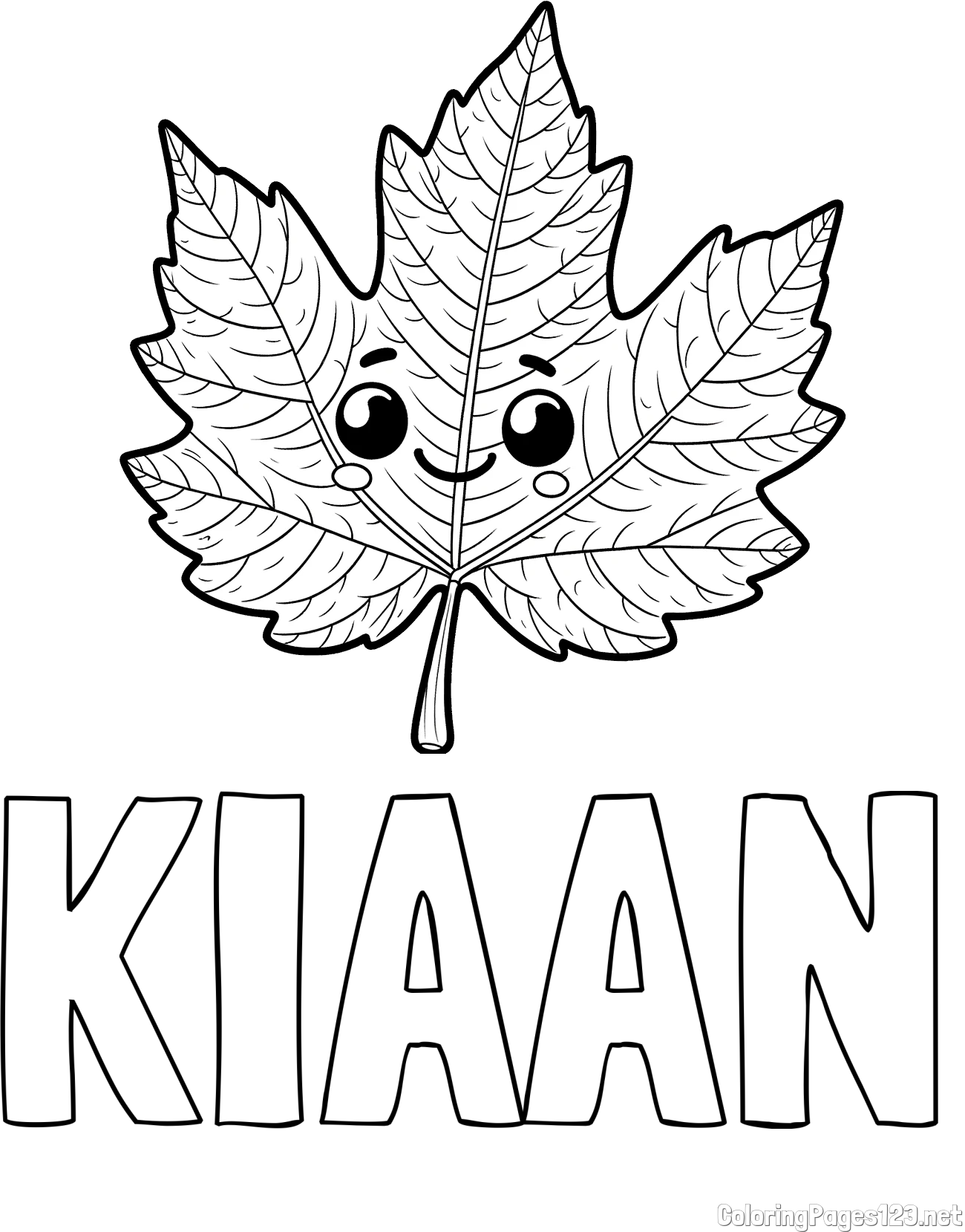 KIAAN Coloring Page and Smiling Leaf Coloring Page for Kids