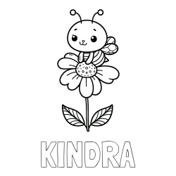 Online Created Coloring Page - KINDRA Coloring Page and Coloring Page of a Cute Bee on a Flower
