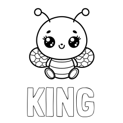 Online Created Coloring Page - KING Coloring Page and Children's Coloring Page of a Cute Bee