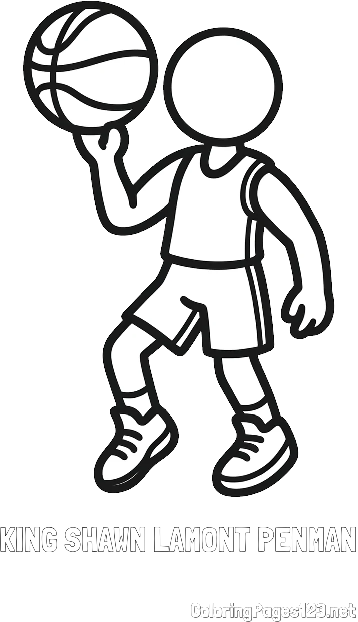 KING SHAWN LAMONT PENMAN Coloring Page and Children's Coloring Page of Basketball Player