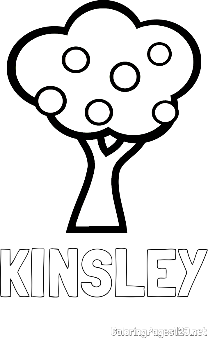 KINSLEY Coloring Page and Apple Tree Coloring Page