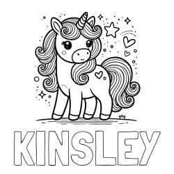Online Created Coloring Page - KINSLEY Coloring Page and Cute Unicorn Coloring Page