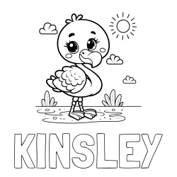 Online Created Coloring Page - KINSLEY Coloring Page and Easy Coloring Page of a Cute Flamingo