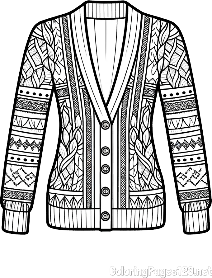 Knitted Women’s Sweater Coloring Page