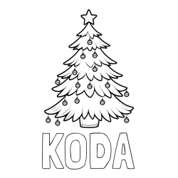 KODA Coloring Page and Christmas Tree with Star and Ornaments Coloring Page