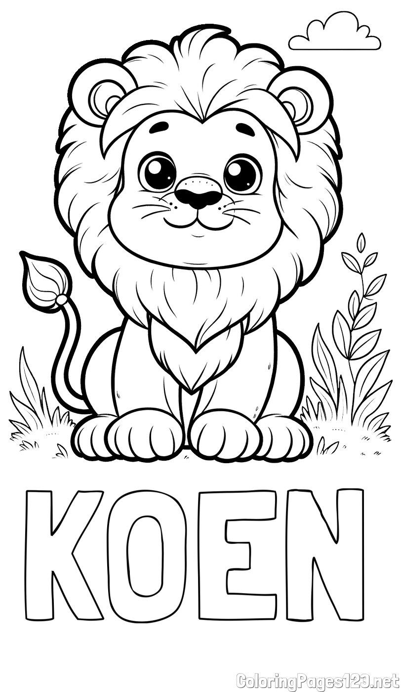 KOEN Coloring Page and Cute Baby Lion Coloring Page