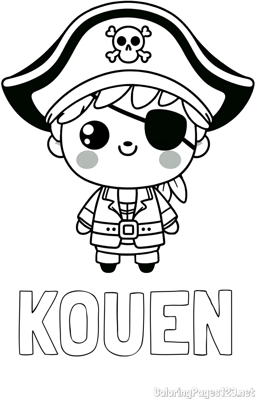KOUEN Coloring Page and Easy Pirate Coloring Page for Kids