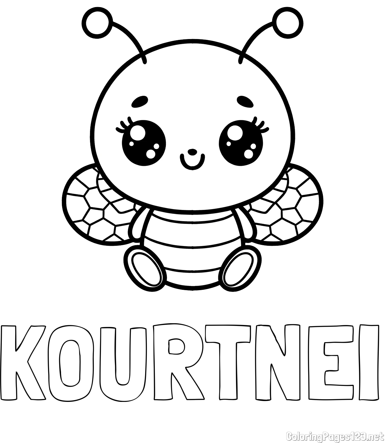 KOURTNEI Coloring Page and Children's Coloring Page of a Cute Bee