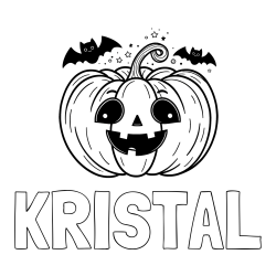 Online Created Coloring Page - KRISTAL Coloring Page and Halloween Pumpkin and Bats Coloring Page