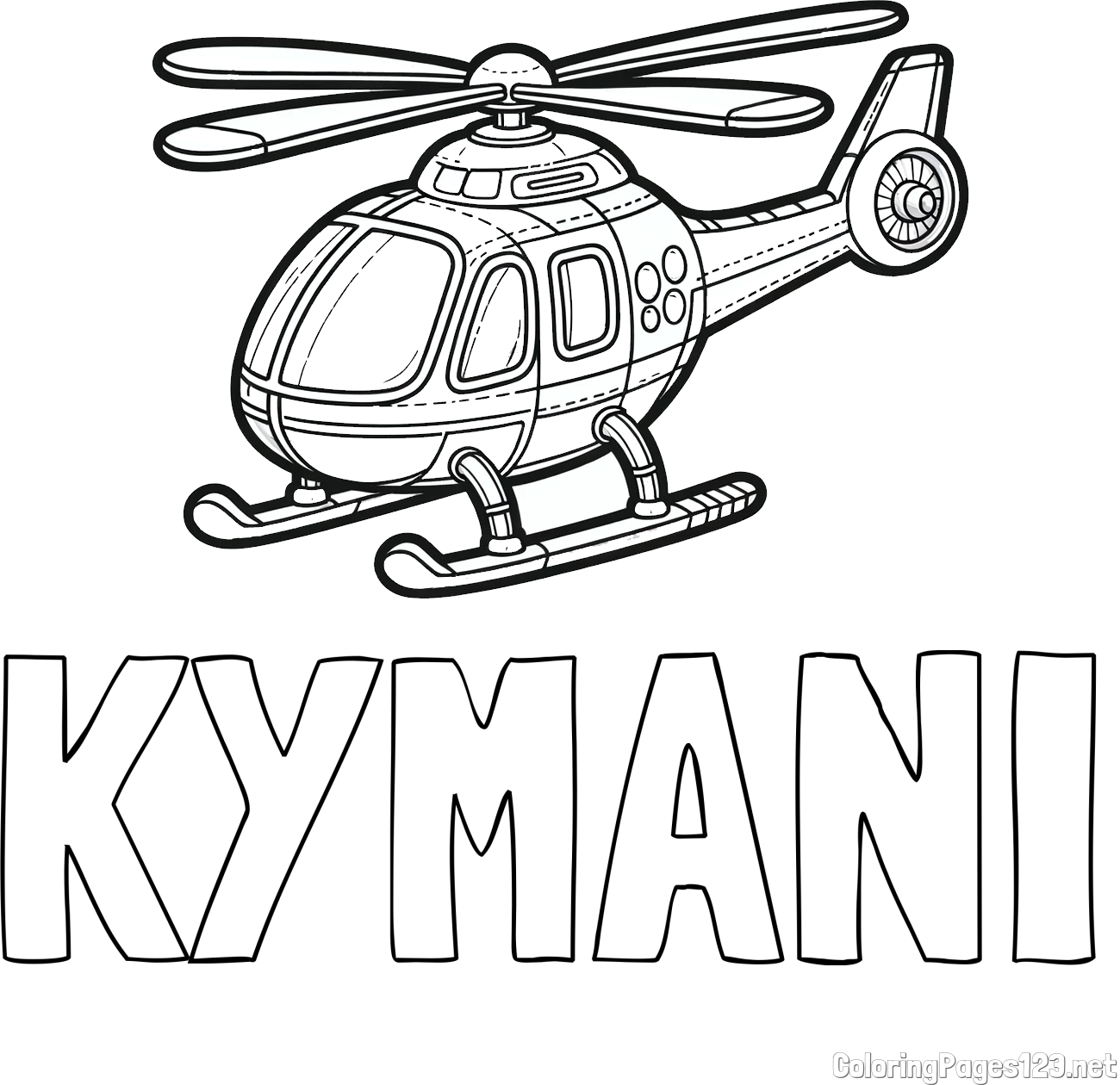 KY-MANI Coloring Page and Coloring Page of a Helicopter