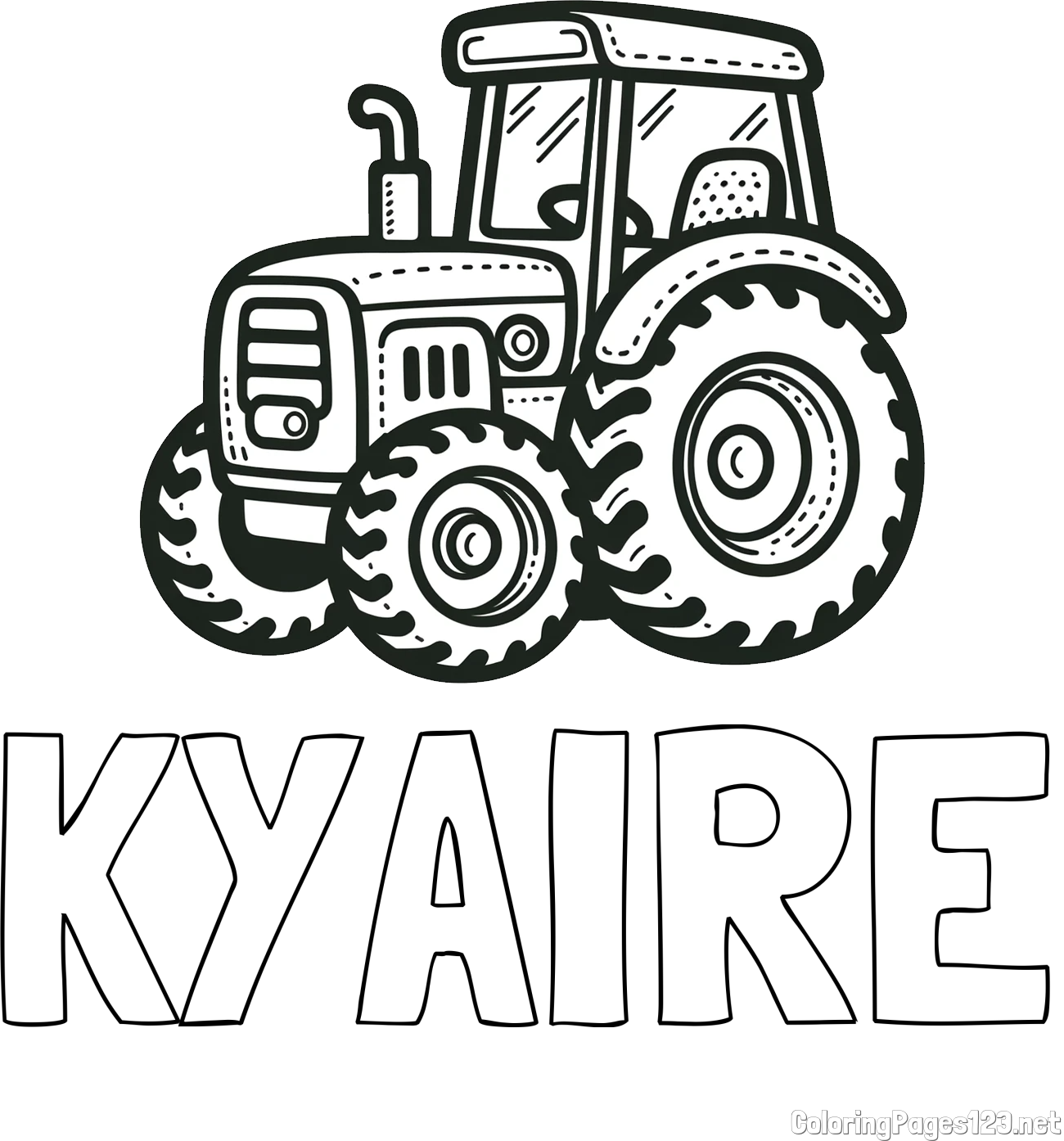 KYAIRE Coloring Page and Beautiful Tractor Coloring Page
