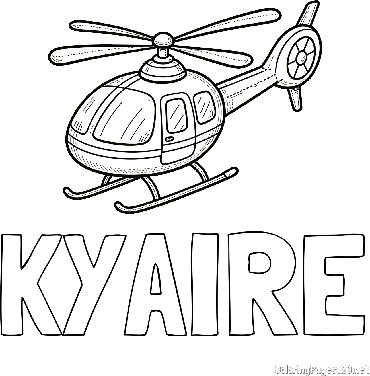 KYAIRE Coloring Page and Coloring Page of a Small Helicopter