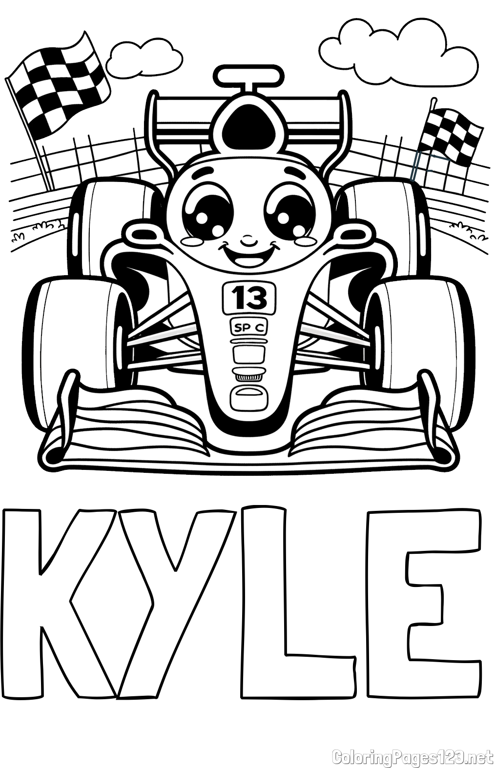 KYLE Coloring Page And Children s Coloring Page Of A Smiling Formula KYLE Coloring Page And Children s Coloring Page Of A Smiling Formula