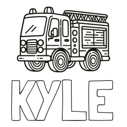 Online Created Coloring Page - KYLE Coloring Page and Coloring page of a fire truck