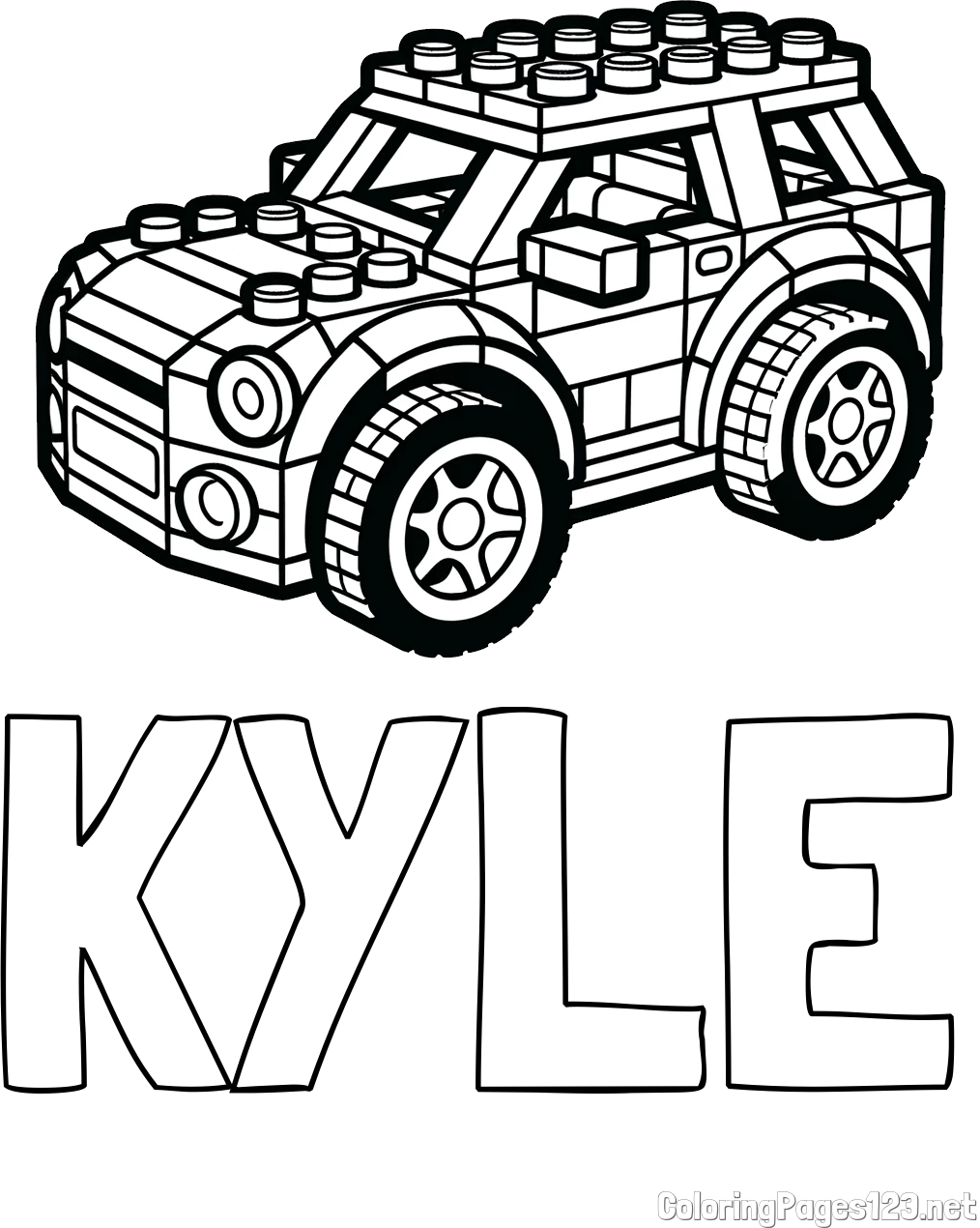 KYLE Coloring Page And LEGO Car Coloring Page KYLE Coloring Page And LEGO Car Coloring Page