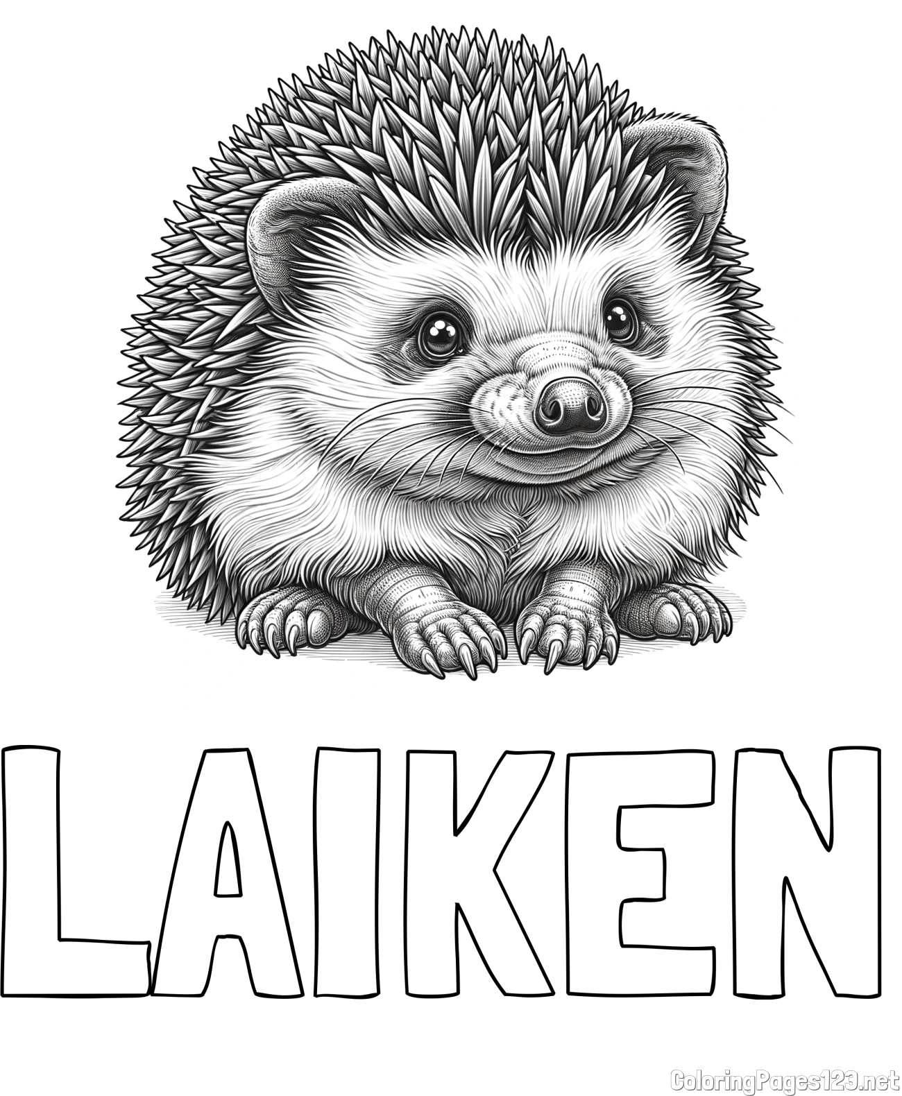 LAIKEN Coloring Page and Realistic Hedgehog Coloring Page