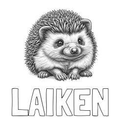 Online Created Coloring Page - LAIKEN Coloring Page and Realistic Hedgehog Coloring Page