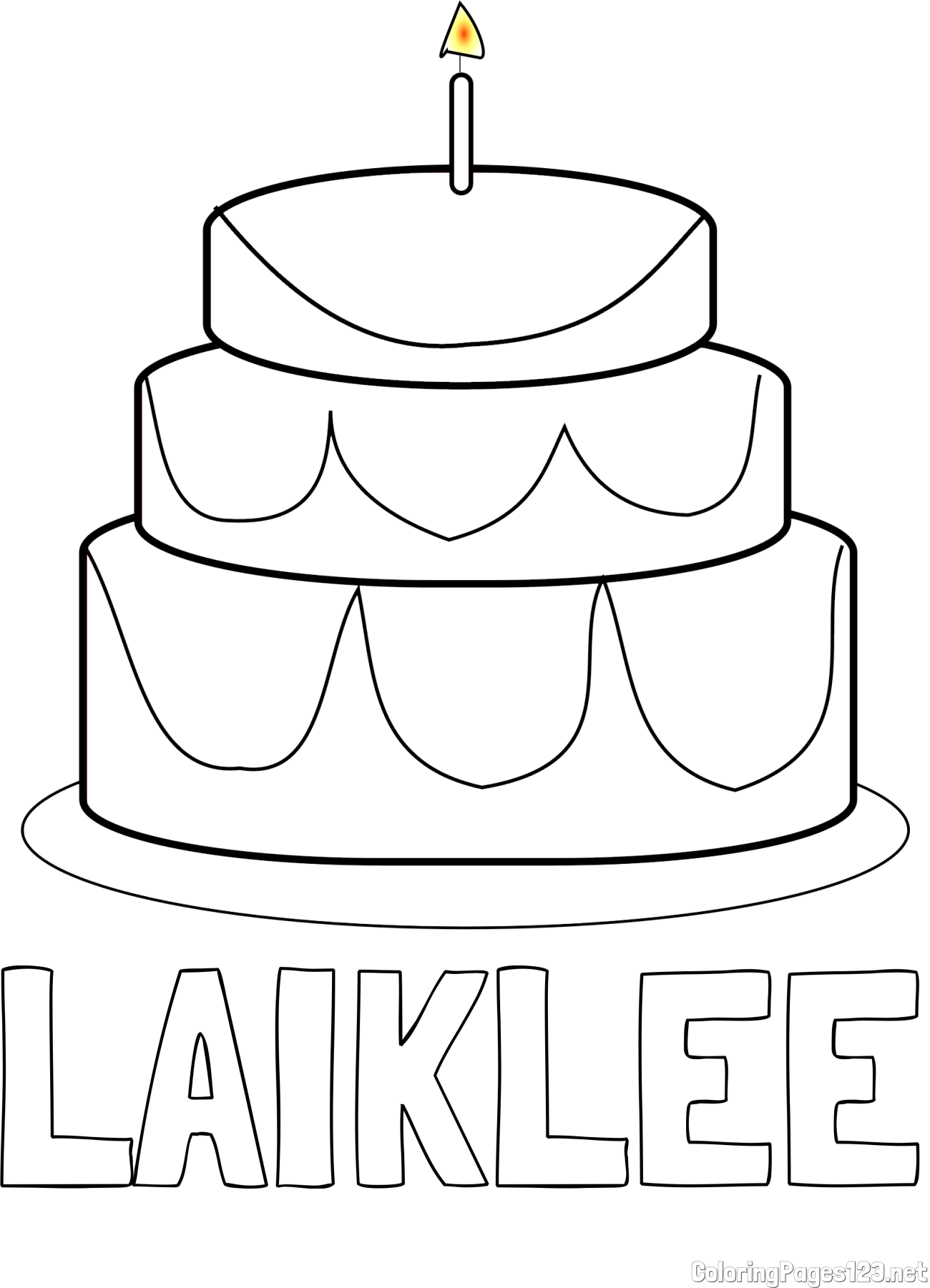 LAIKLEE Coloring Page and Big Birthday Cake Coloring Page