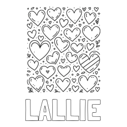 LALLIE Coloring Page and Children's Coloring Page of Many Hearts