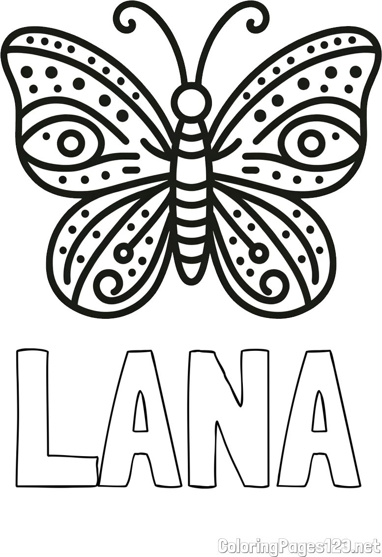 LANA Coloring Page and Butterfly Coloring Page (Simple)