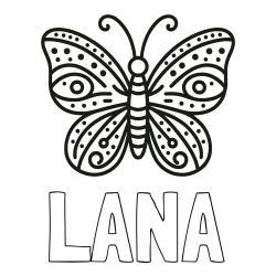 Online Created Coloring Page - LANA Coloring Page and Butterfly Coloring Page (Simple)