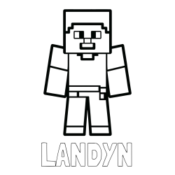 Online Created Coloring Page - LANDYN Coloring Page and Minecraft Steve Coloring Page