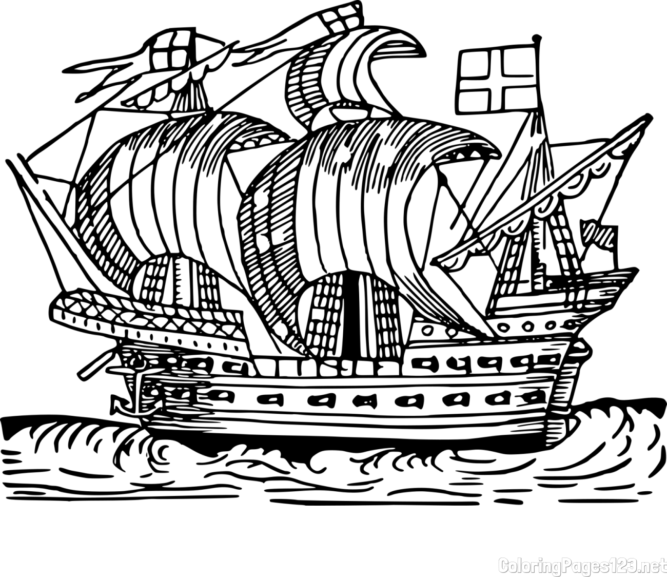 Large Pirate Ship Coloring Page