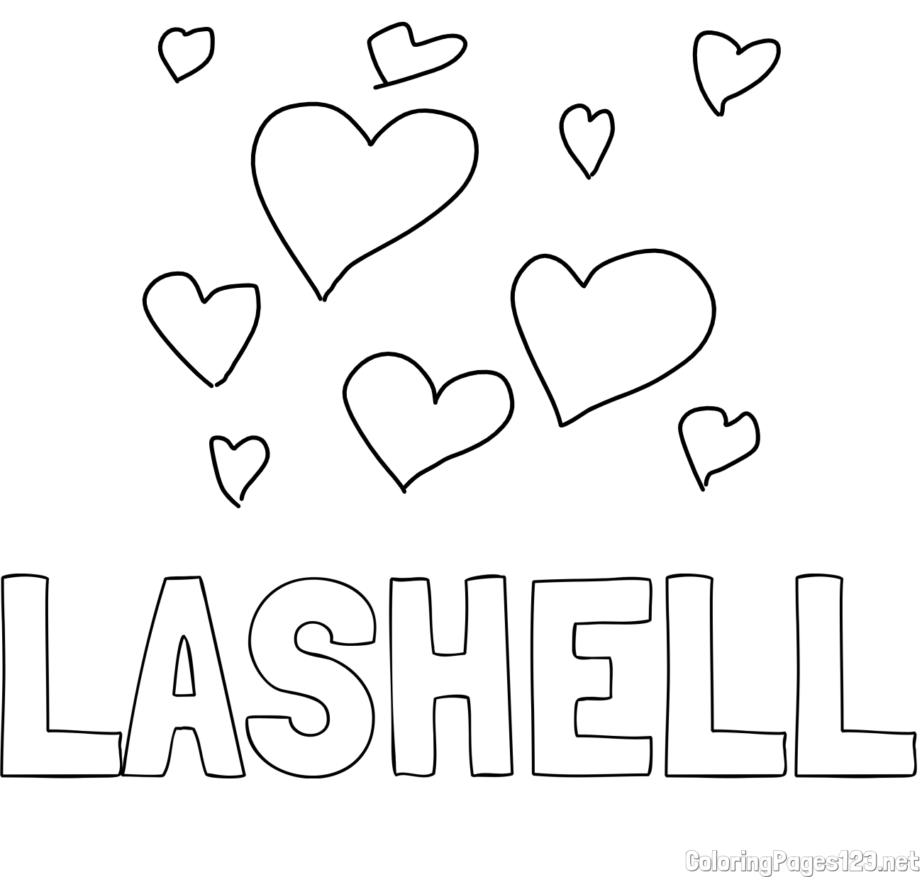 LASHELL Coloring Page and Coloring page of hearts 😍