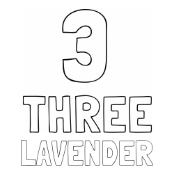 Online Created Coloring Page - LAVENDER Coloring Page and Coloring of the Number Three (3) with the Written Name