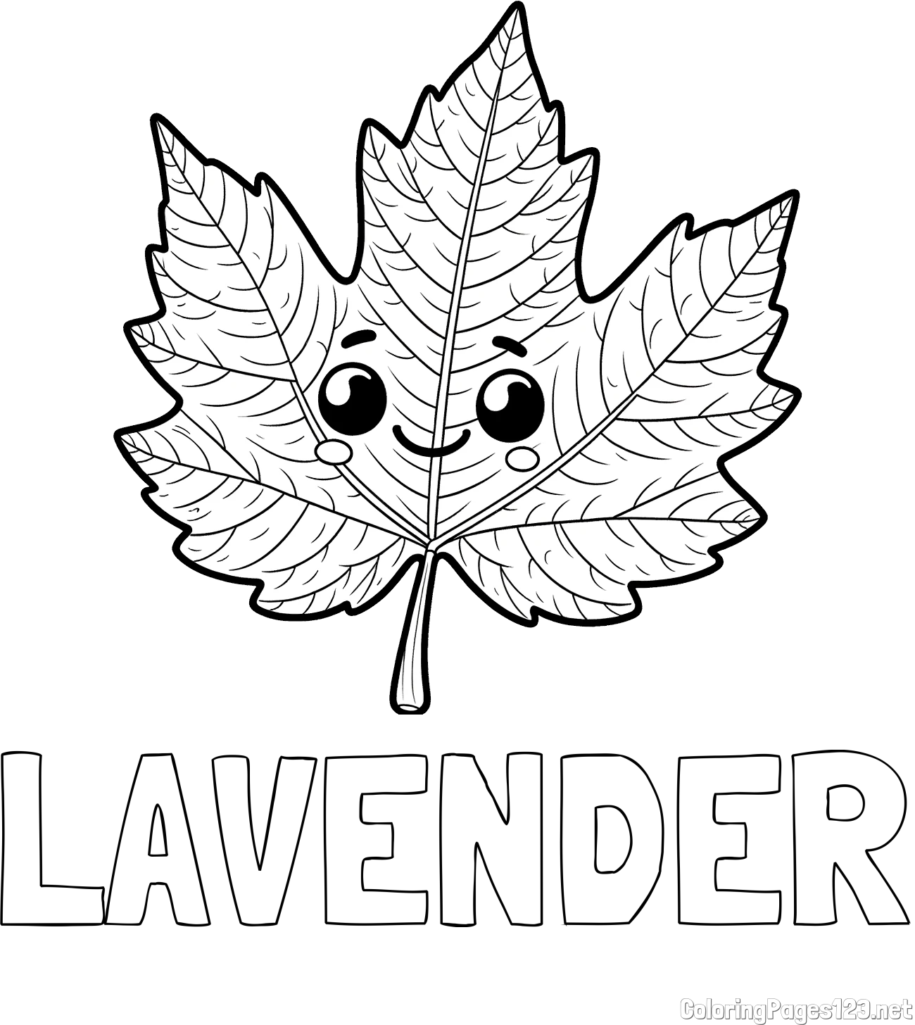 LAVENDER Coloring Page and Smiling Leaf Coloring Page for Kids