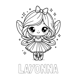 Online Created Coloring Page - LAYONNA Coloring Page and Coloring Page of a Magical Fairy with a Cute Face