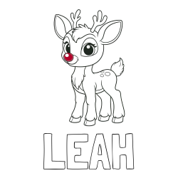 LEAH Coloring Page alongside Coloring Page of a Cute Deer (Rudolph)