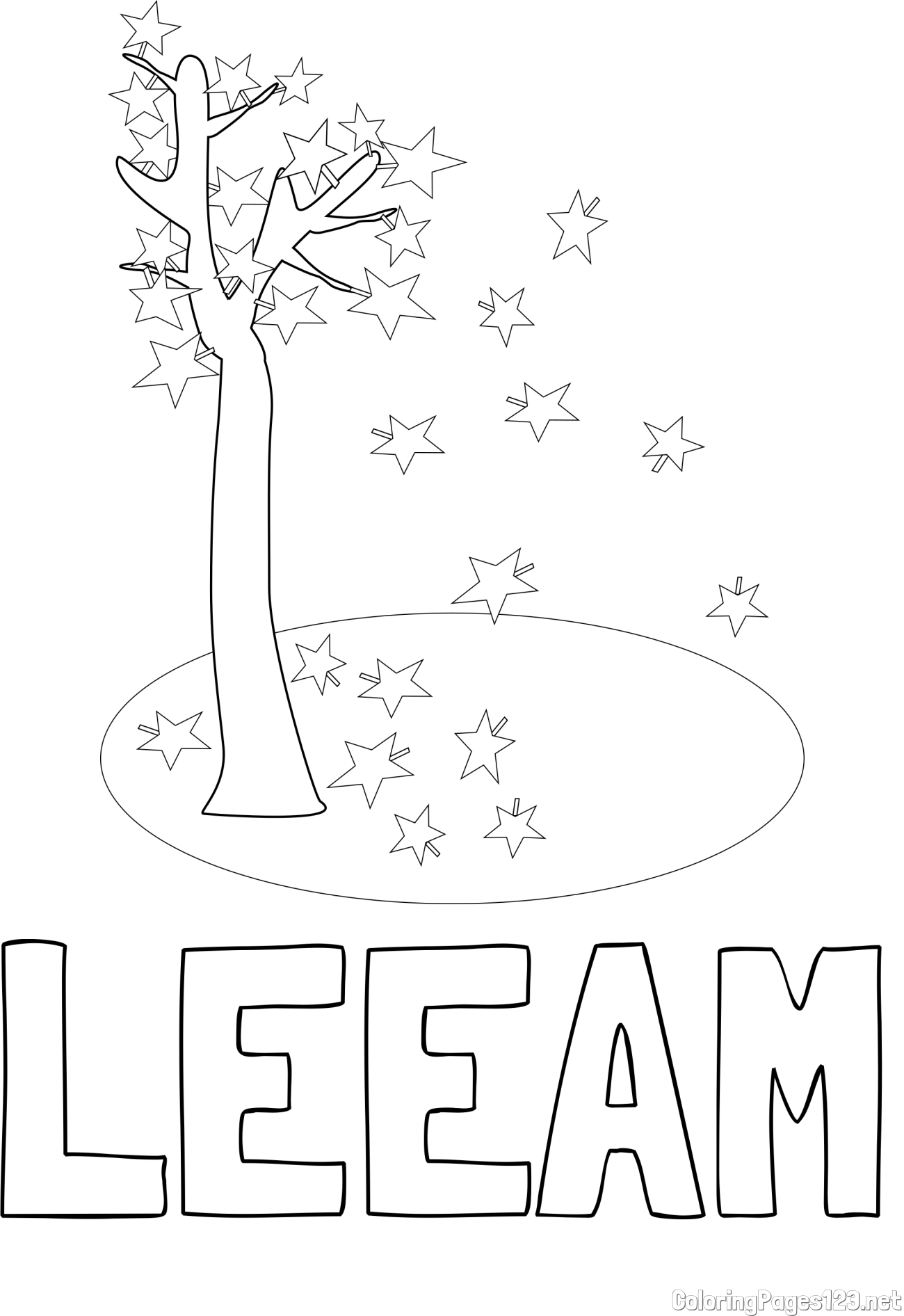 LEEAM Coloring Page and Autumn Tree Coloring Page for Kids