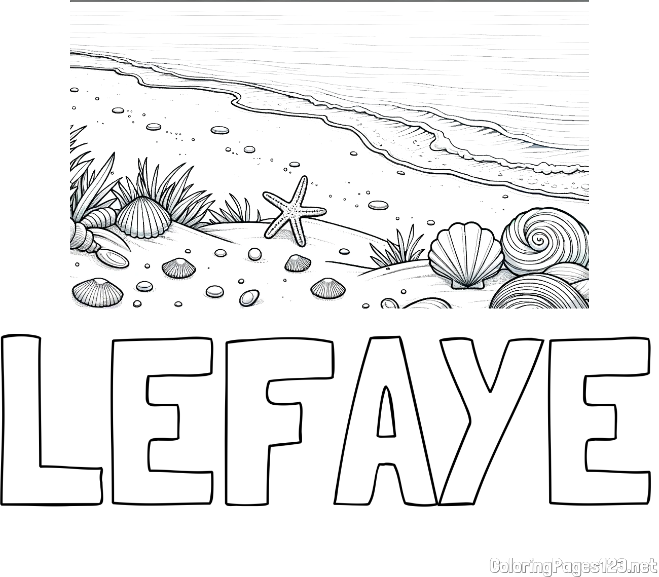 LEFAYE Coloring Page and Beautiful Seashore Coloring Page