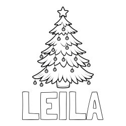 LEILA Coloring Page and Christmas Tree with Star and Ornaments Coloring Page