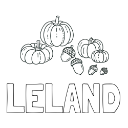 Online Created Coloring Page - LELAND Coloring Page and Autumn Harvest Coloring Page - Acorns and Pumpkins