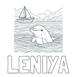 Online Created Coloring Page - LENIYA Coloring Page and Coloring Page of a Dolphin in the Sea and a Sailboat
