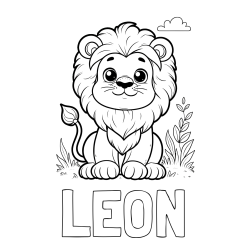 LEON Coloring Page and Cute Baby Lion Coloring Page