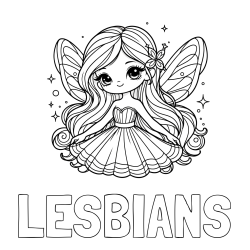 LESBIANS Coloring Page and Coloring Page of a Cute and Smiling Magical Fairy