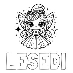 Online Created Coloring Page - LESEDI Coloring Page and Coloring Page of Adorable Magical Fairy