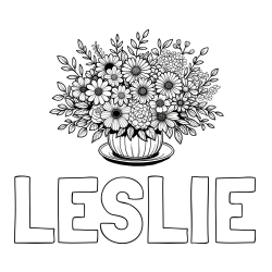 Online Created Coloring Page - LESLIE Coloring Page and Beautiful Bouquet of Flowers Coloring Page
