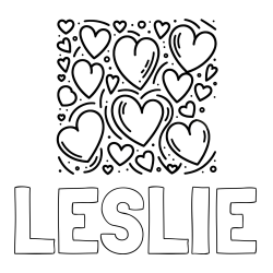LESLIE Coloring Page and Free Printable Coloring Page of Hearts